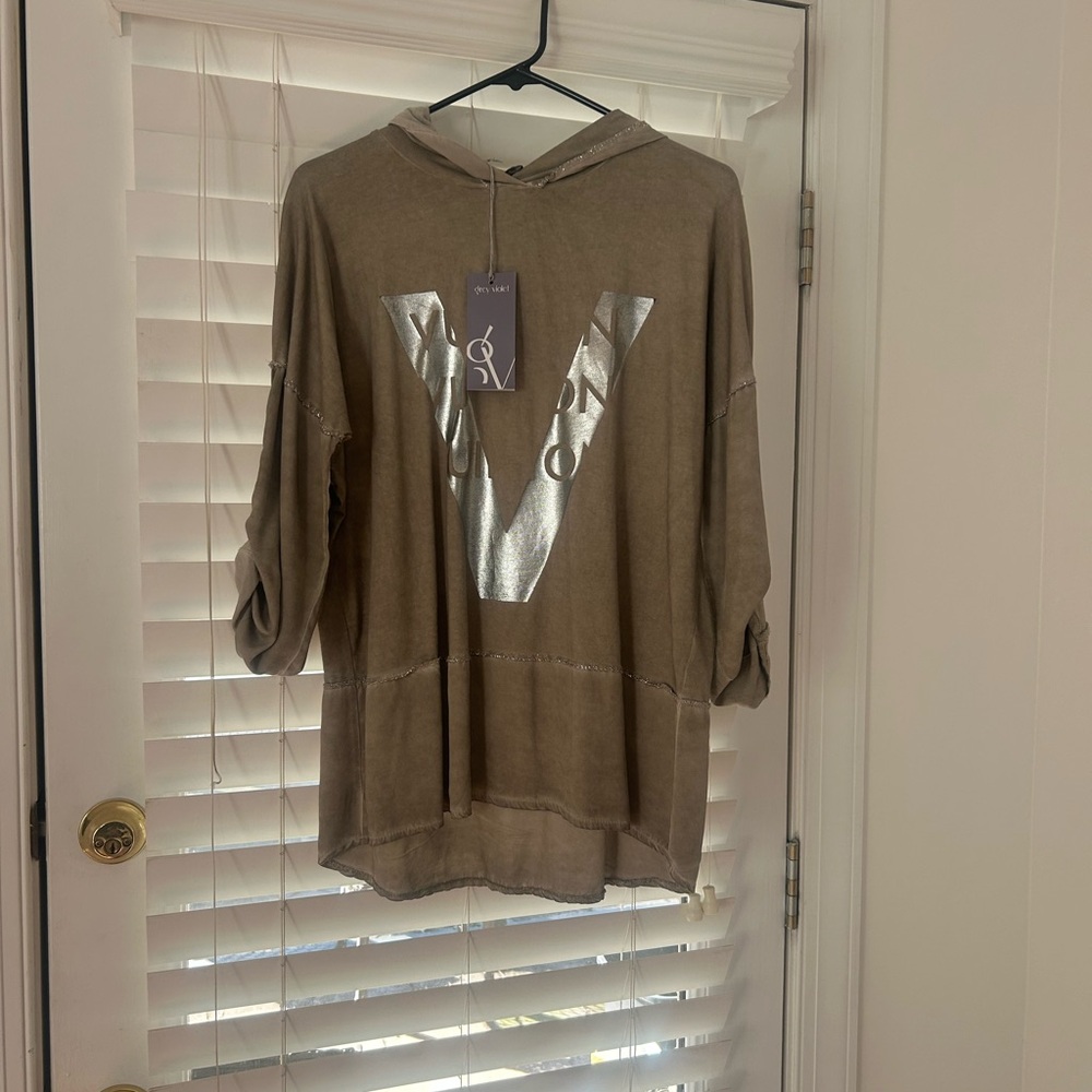 Silver Logo Tan Hoodie